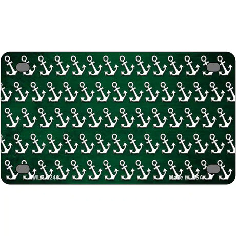 Green White Anchor Oil Rubbed Metal Novelty License Plate 4" x 2.2" (MLP)