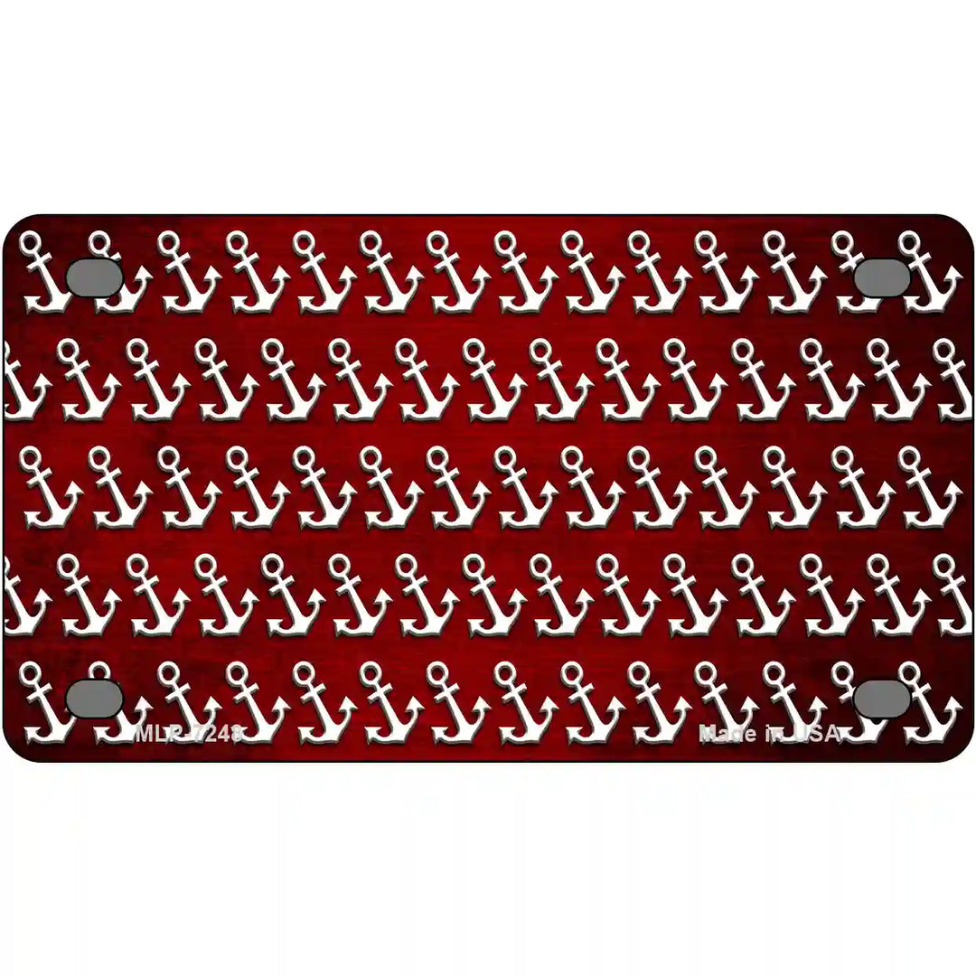 Red White Anchor Oil Rubbed Metal Novelty License Plate 4" x 2.2" (MLP)