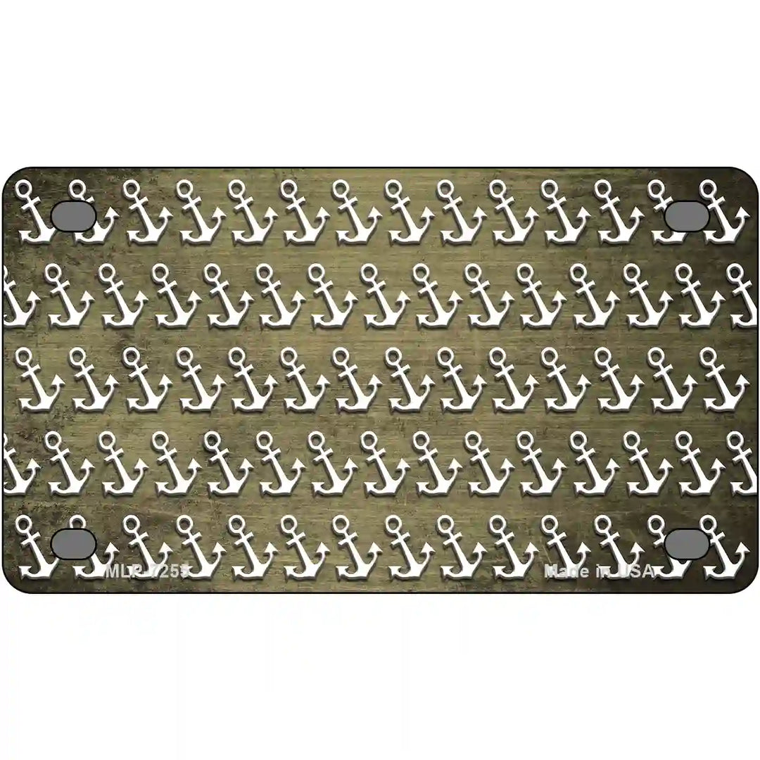 Gold White Anchor Oil Rubbed Metal Novelty License Plate 4" x 2.2" (MLP)