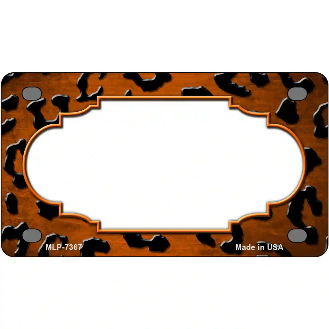 Orange Black Cheetah Scallop Oil Rubbed Metal Novelty License Plate 4" x 2.2" (MLP)