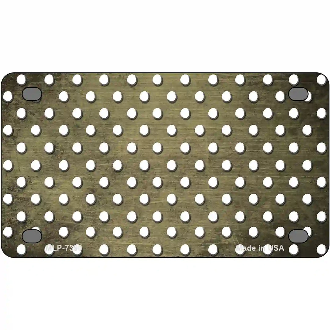 Gold White Small Dots Oil Rubbed Metal Novelty License Plate 4" x 2.2" (MLP)