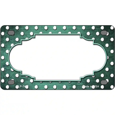 Mint White Small Dots Scallop Oil Rubbed Metal Novelty License Plate 4" x 2.2" (MLP)