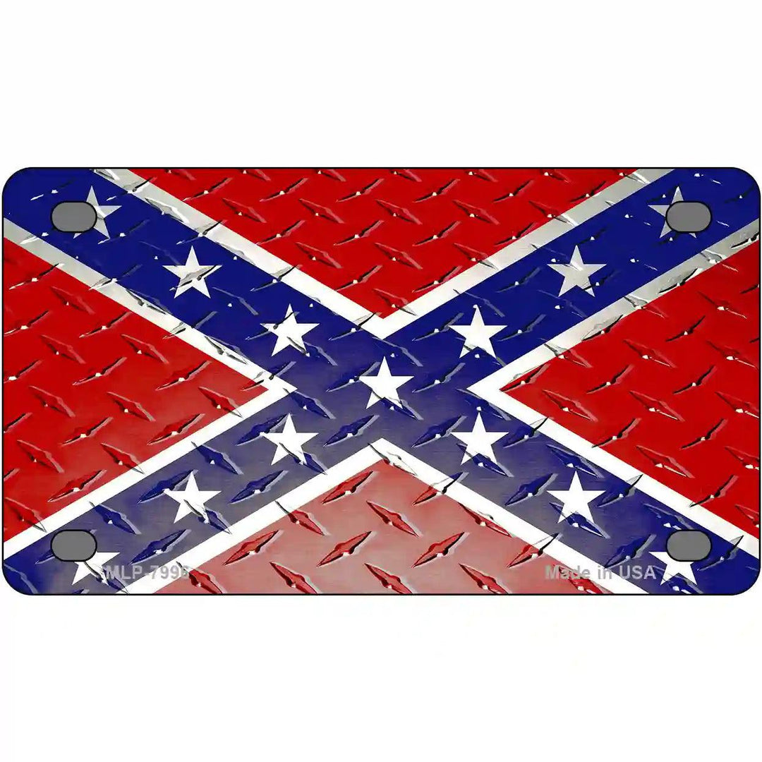 Confederate Flag Diamond Novelty Metal License Plate 4" x 2.2" (MLP)