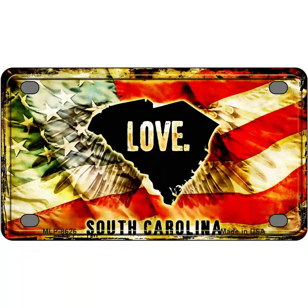 South Carolina Love Metal Novelty License Plate 4" x 2.2" (MLP)