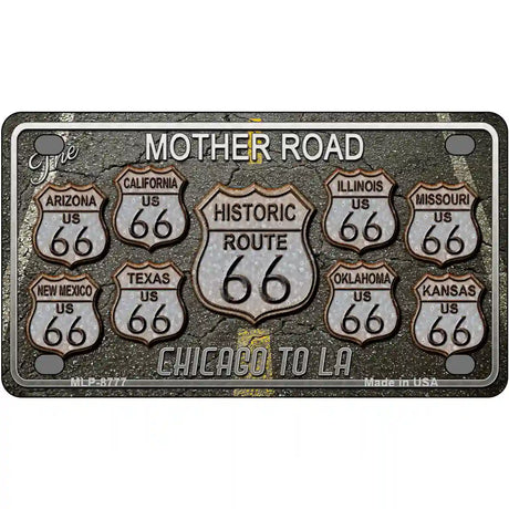 Route 66 Black Top Metal Novelty License Plate 4" x 2.2" (MLP)