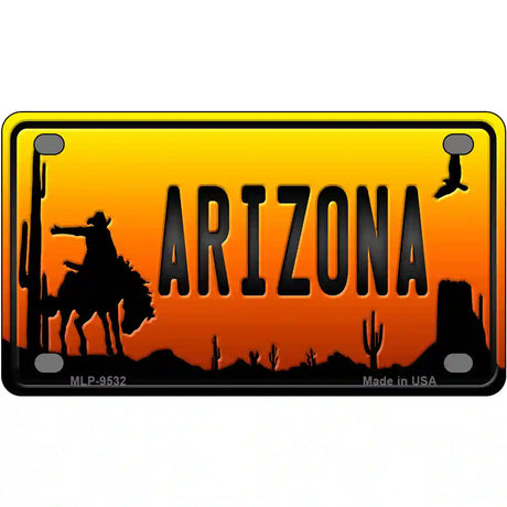 Rodeo Arizona Scenic Novelty Metal License Plate 4" x 2.2" (MLP)