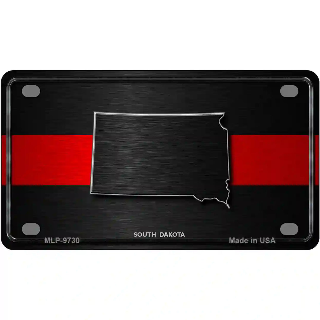 South Dakota Thin Red Line Metal Novelty License Plate 4" x 2.2" (MLP)