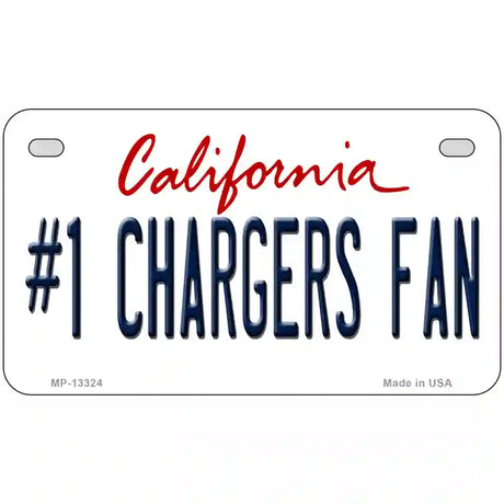 Number 1 Chargers Fan Novelty Metal License Plate Tag 7" x 4" (MP)