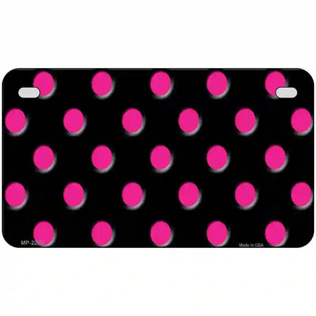Hot Pink Polka Dots Black Metal Novelty License Plate 7" x 4" (MP)