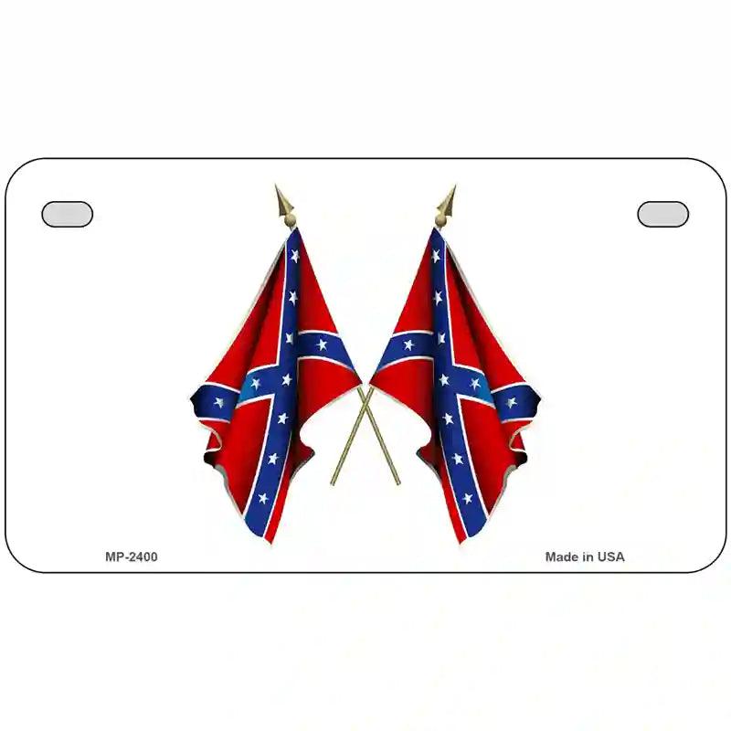 Confederate Crossed Flags Metal Novelty License Plate 7" x 4" (MP)