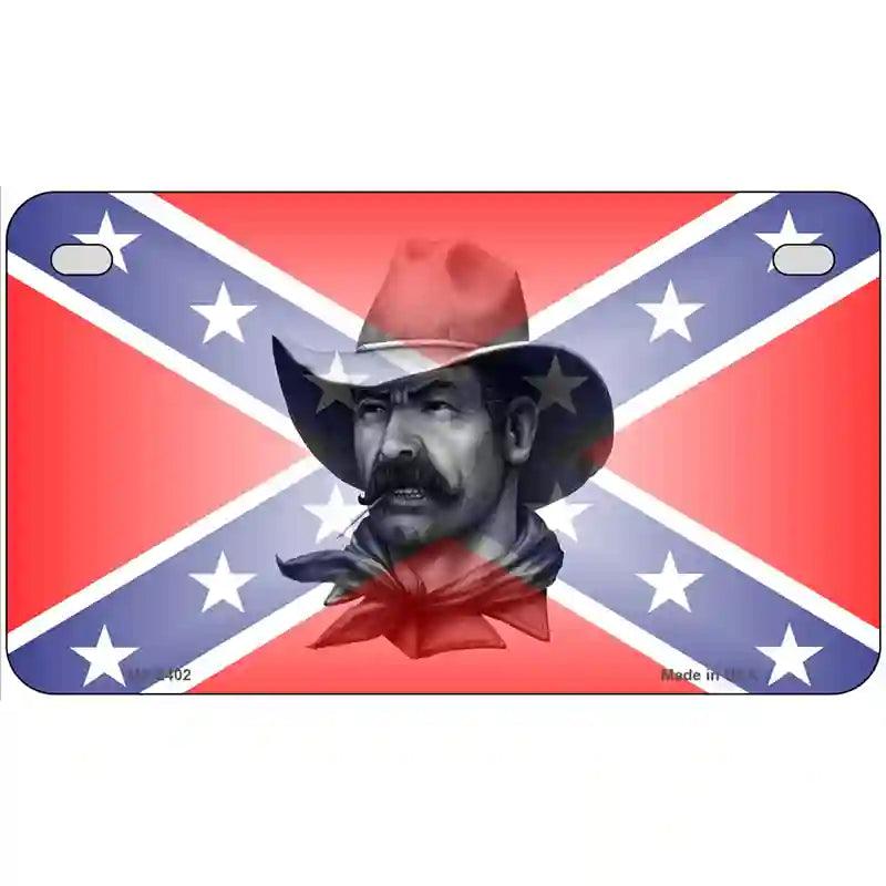 Confederate Flag Cowboy Metal Novelty License Plate 7" x 4" (MP)