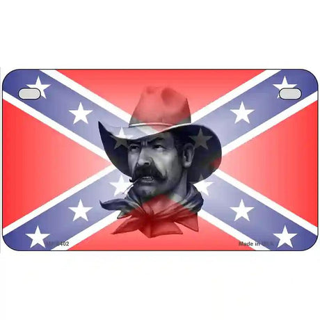 Confederate Flag Cowboy Metal Novelty License Plate 7" x 4" (MP)