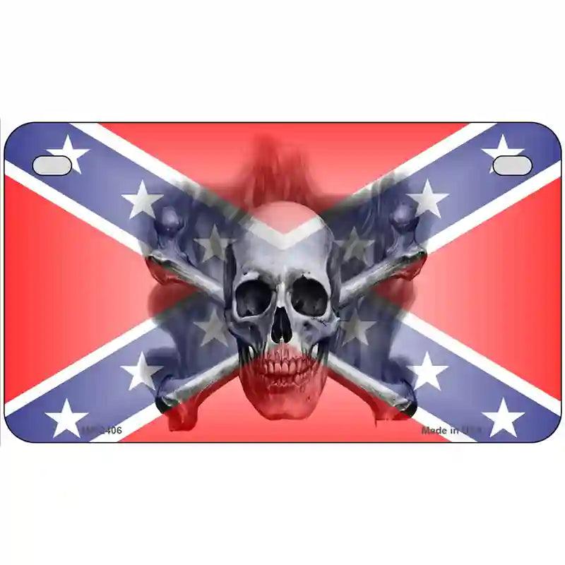 Confederate Flag Skull Metal Novelty License Plate 7" x 4" (MP)