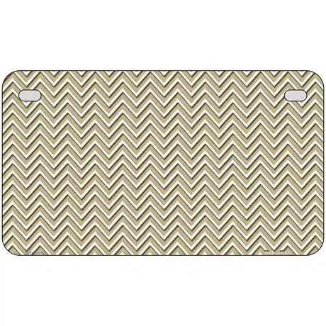 Gold White Chevron Metal Novelty License Plate 7" x 4" (MP)
