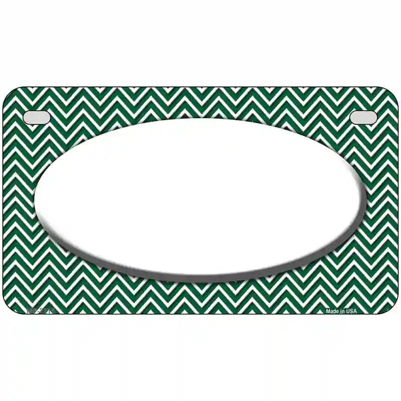 Green White Chevon White Center Oval Metal Novelty License Plate 7" x 4" (MP)