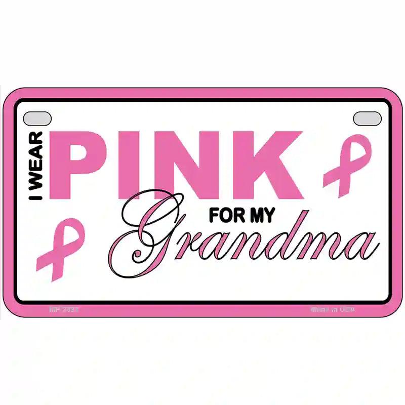 Pink For Grandma Metal Vanity License Plate Sign 7" x 4" (MP)