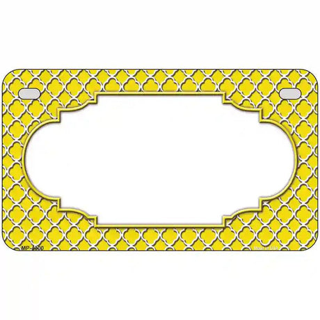 Yellow White Quatrefoil Center Scallop Metal Novelty License Plate 7" x 4" (MP)