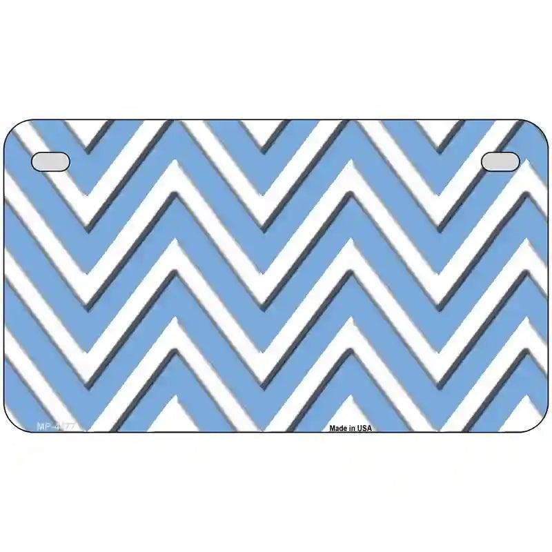 Light Blue White Chevron Metal Novelty License Plate LP-4477 7" x 4" (MP)