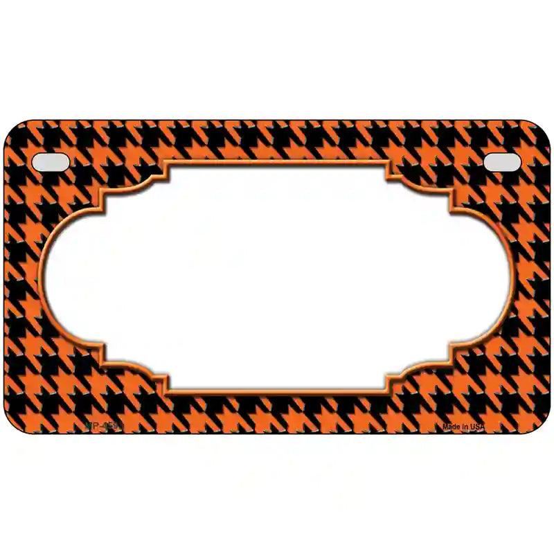 Orange Black Houndstooth Scallop Center Metal Novelty License Plate 7" x 4" (MP)