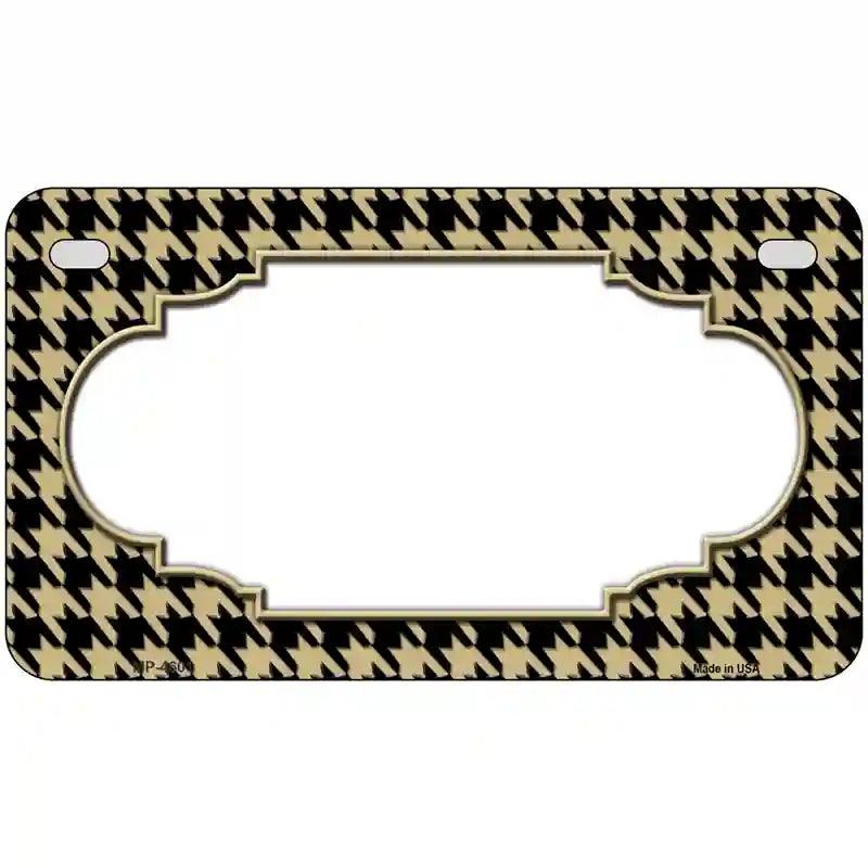 Gold Black Houndstooth Scallop Center Metal Novelty License Plate 7" x 4" (MP)