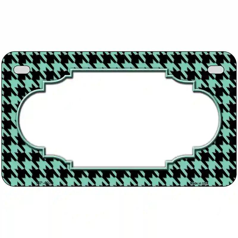 Mint Black Houndstooth Scallop Center Metal Novelty License Plate 7" x 4" (MP)
