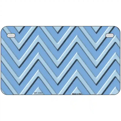 Light Blue Lighter Blue Chevron Metal Novelty License Plate 7" x 4" (MP)