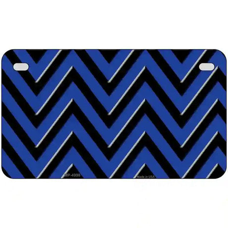Blue Black Chevron Metal Novelty License Plate 7" x 4" (MP)