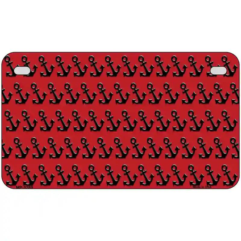 Red Black Anchor Metal Novelty License Plate 7" x 4" (MP)