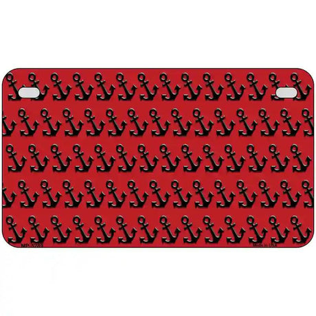 Red Black Anchor Metal Novelty License Plate 7" x 4" (MP)
