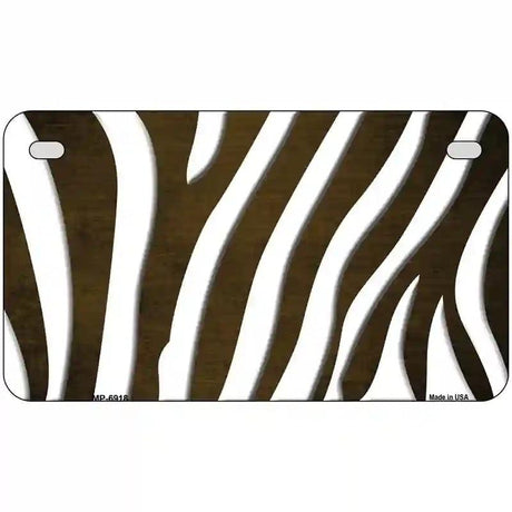 Brown White Zebra Oil Rubbed Metal Novelty License Plate 7" x 4" (MP)