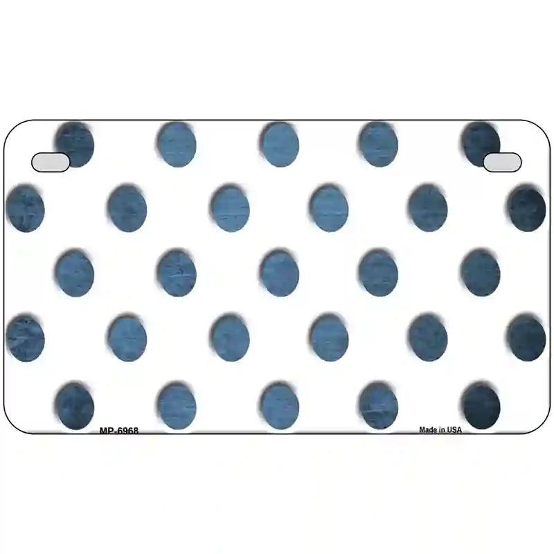 Light Blue White Dots Oil Rubbed Metal Novelty License Plate 7" x 4" (MP)