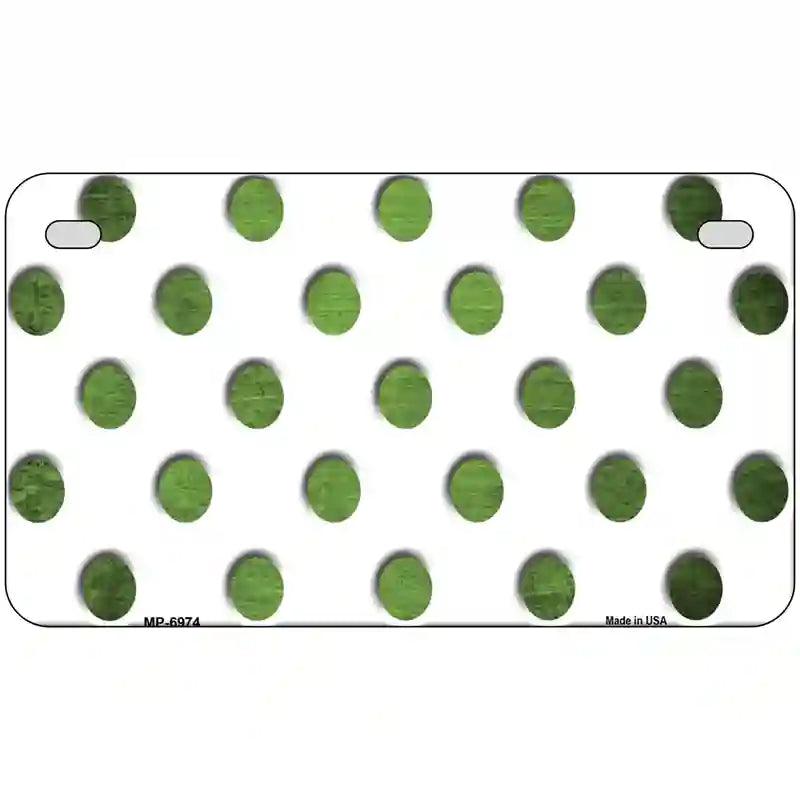 Lime Green White Dots Oil Rubbed Metal Novelty License Plate 7" x 4" (MP)