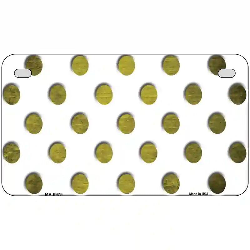 Yellow White Dots Oil Rubbed Metal Novelty License Plate 7" x 4" (MP)