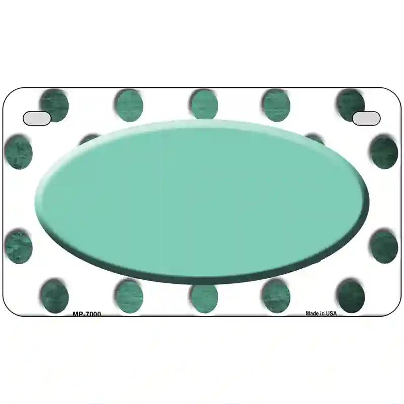 Mint White Dots Oval Oil Rubbed Metal Novelty License Plate 7" x 4" (MP)