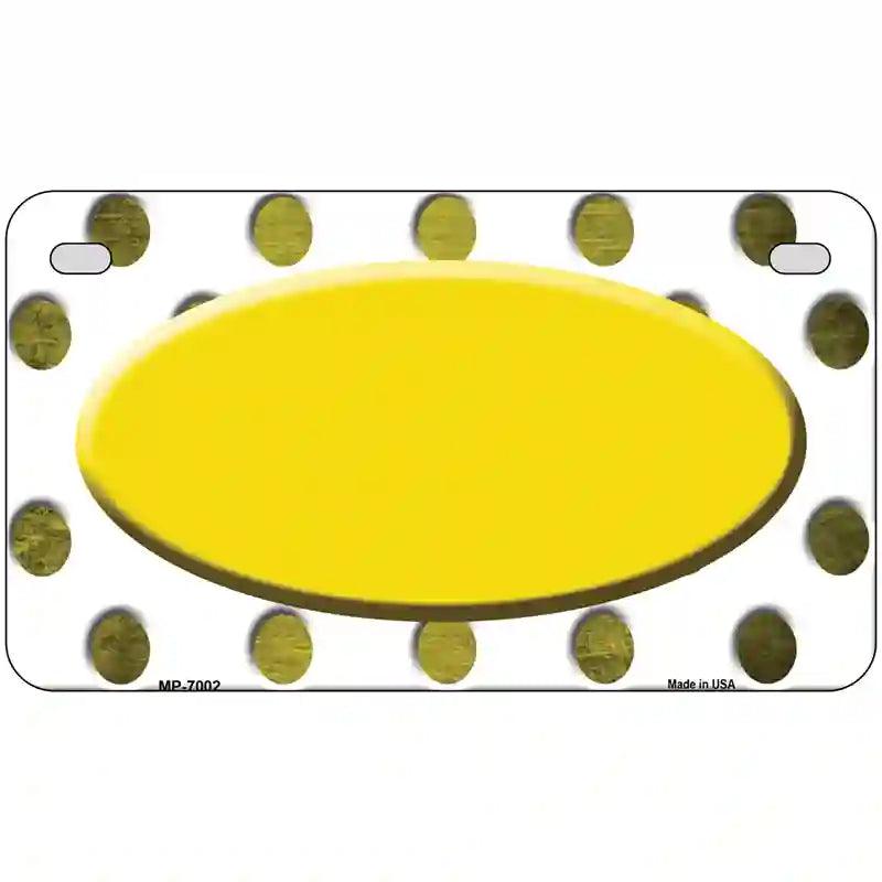 Yellow White Dots Oval Oil Rubbed Metal Novelty License Plate 7" x 4" (MP)
