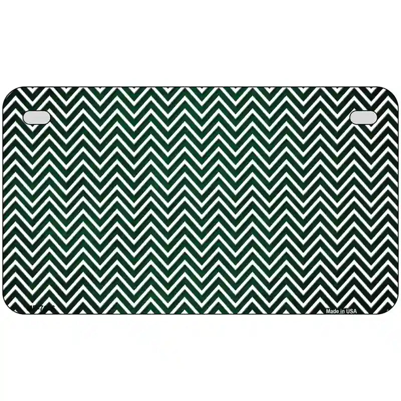 Green White Small Chevron Oil Rubbed Metal Novelty License Plate 7" x 4" (MP)
