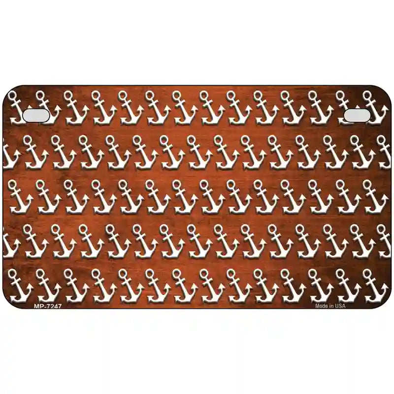 Orange White Anchor Oil Rubbed Metal Novelty License Plate 7" x 4" (MP)