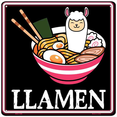 Llamen Ramen Novelty Metal Mini Square Sign MSQ-1658