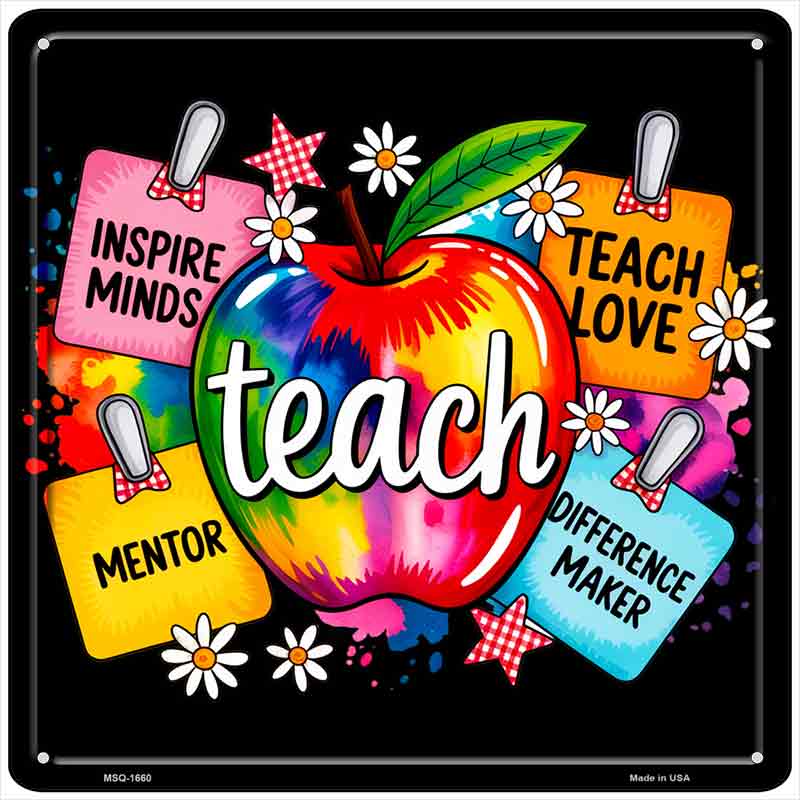 Teaching Apple Novelty Metal Square Sign SQ-1660