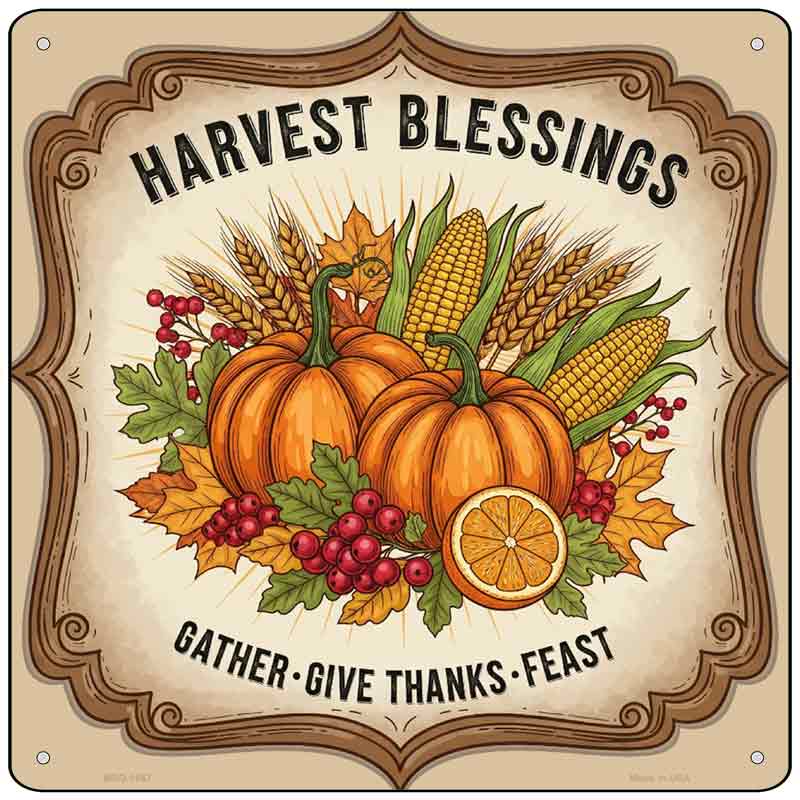 Harvest Blessings Novelty Metal Square Sign SQ-1667