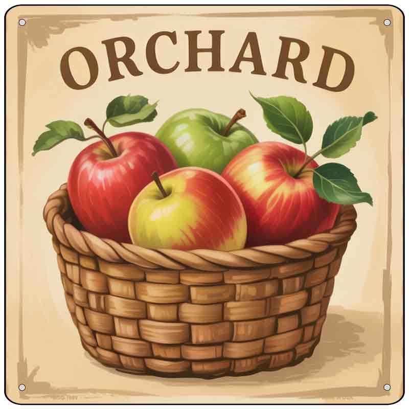 Apple Orchard Novelty Metal Square Sign SQ-1669