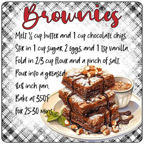 Brownies Recipe Novelty Metal Square Sign SQ-1680