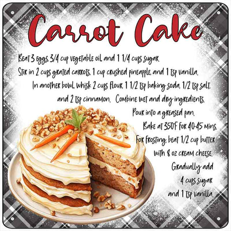 Carrot Cake Recipe Novelty Metal Square Sign SQ-1681