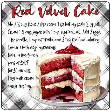 Red Velvet Cake Recipe Novelty Metal Square Sign SQ-1691