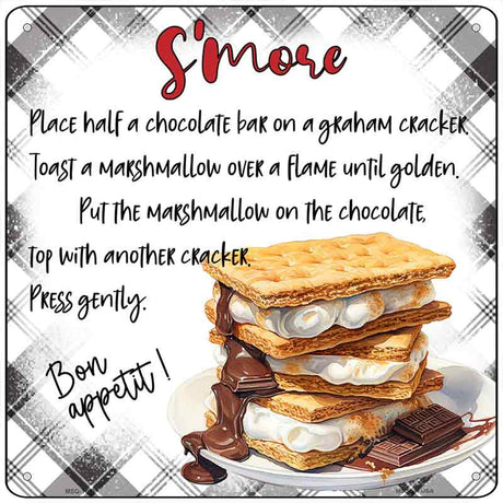 Smore Recipe Novelty Metal Square Sign SQ-1692