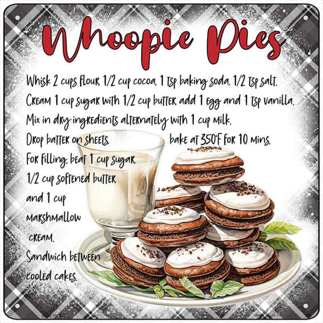 Whoopie Pies Recipe Novelty Metal Square Sign SQ-1694