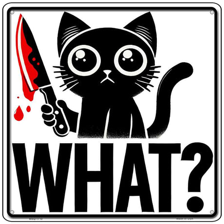 Cat What Novelty Metal Square Sign SQ-1710