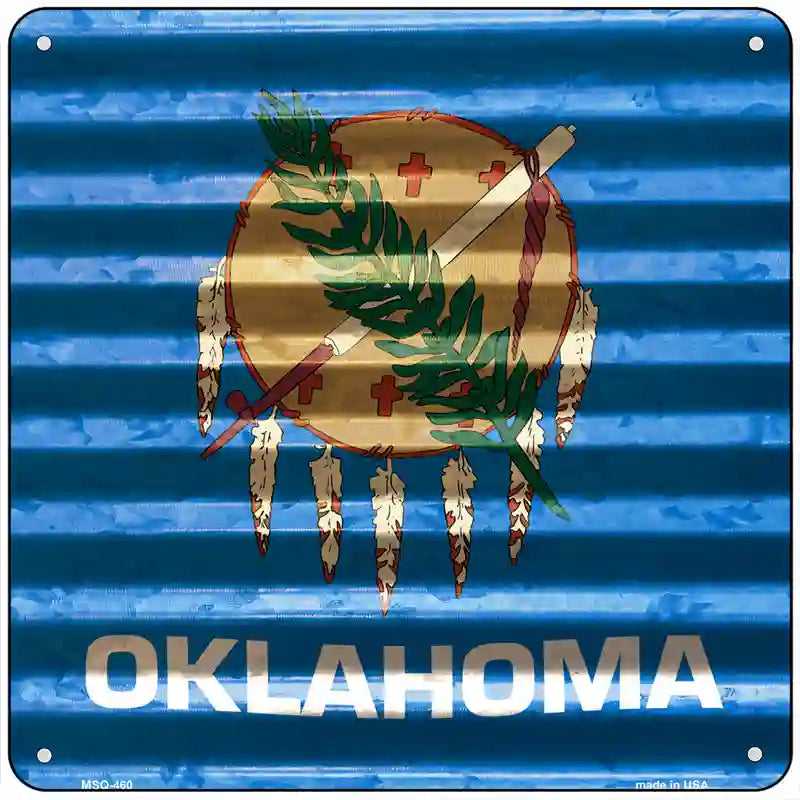 Oklahoma Flag Corrugated Effect Novelty Square Sign 6" (MSQ)