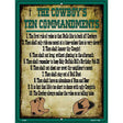 Cowboys Ten Commandments Green Novelty Metal Parking Sign 9" x 12" (P)