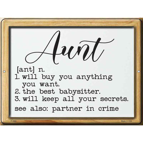 Aunt Definition Novelty Metal Parking Sign 9" x 12" (P)